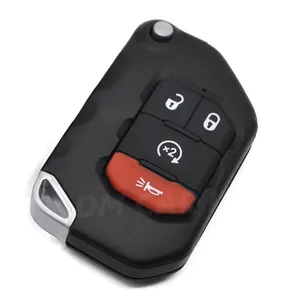 Capa de reposição para chave de carro, remoto flip, com 2/3/4 botões, para Jeep Wrangler Rubicon Sahara 2018-2019, capa dobrável com chave