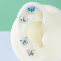 Toposh Zircon papillon Rock ASTM F136 g23 labret sans fil Push In top Anneaux oreille g23 piercing titane bijoux