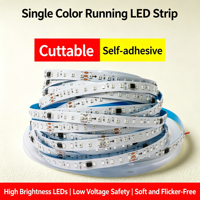 Bande LED adressable USB DC24V 2835 Rouge 6000K Lumière du jour, coupable, monocouleur, effet eau courante, éclairage décoratif ABS
