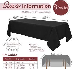 Nappes de table en polyester 100% multicolores de qualité supérieure en gros, nappes de mariage pour hôtel, fête de mariage, pique-nique - Product Image 3