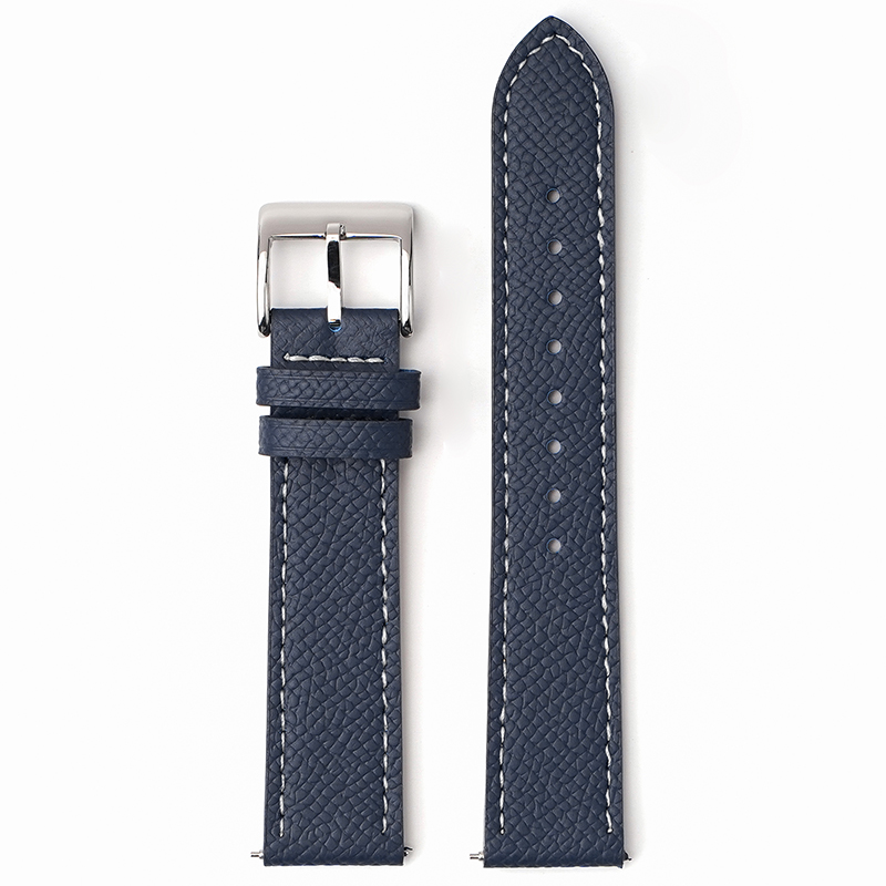 Navy Blue&White Line+Silver Buckle