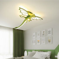 Lustre en acrylique vert monstre dragon pour chambre de garçon, protection oculaire, dessin animé, intérêt pour les dinosaures, plafonnier pour chambres d'enfants