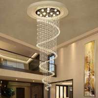 Lustre d'escalier en spirale Duplex, lampe en cristal, Long lustre de Villa, lustre de salon, lustre de pluie