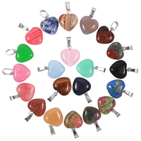 Pendentif en perles de pierres précieuses naturelles de 16 mm, assortiment de pierres de cristal de guérison, breloques en forme de cœur pour la fabrication de bijoux, protection, énergie chakra, cadeau