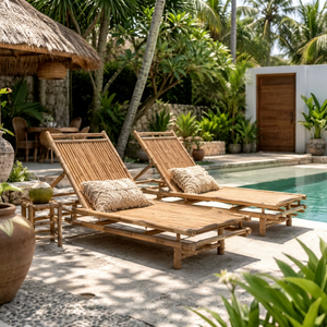 Outdoor Bamboo Sunbed | Natural Bamboo <b>Reclining</b> Lounger for Resorts, Hotels & <b>Gardens</b> | OEM Supply - Product Image 1
