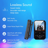 Lecteur MP3 Mini Clip avec écran de 1,44'', 16 Go de mémoire intégrée et Bluetooth 5.0