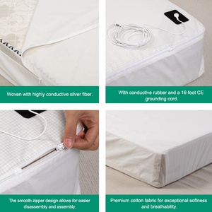 Zip Fit Grounding <strong>Bedding</strong> - Antibacterial <strong>Silver</strong> Fiber, 6-Sided Mattress Wrap, Non-Slip Earthing Sheet - Product Image 4