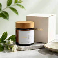 Nouveau pot cosmétique en verre ambré dépoli transparent pour beurre corporel naturel, avec couvercle en bambou, disponible en 5, 10, 20, 30, 50, 100g et 200g