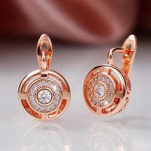 Pendientes de Diamantes en Oro Rosa para Mujer, Corte Brillante Redondo, Joyería Clásica para Boda, Diamantes Naturales, Color G - Product Image 3
