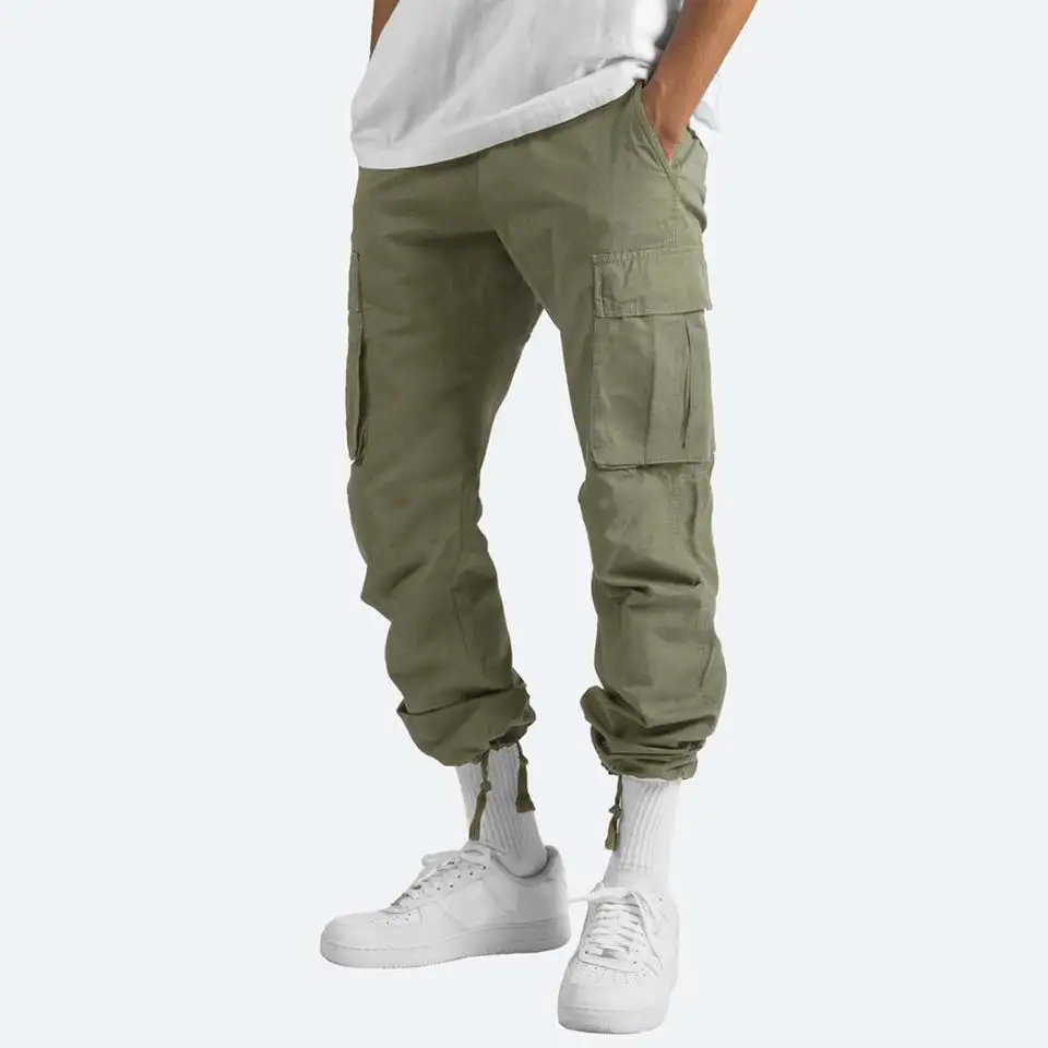 Apparel Design Services Cargo Trousers For Men Custom Baggy Sweatpants Drawstring Straight Side Pocket Men's Cargo Pants