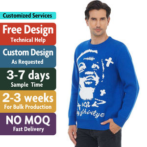 Custom LOGO Men <strong>Sweater</strong> Jacquard Pattern Knitwear Crew Neck Pullover Casual Graphic Jumper Winter Cotton Custom <strong>Knitted</strong> <strong>Sweater</strong> - Product Image 2
