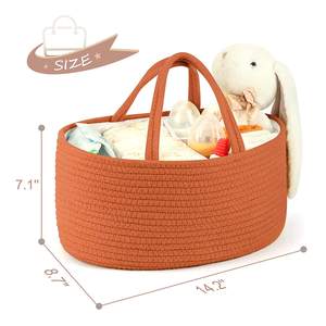 Cuerda de algodón portátil tejida viaje fieltro bebé guardería bolsa de almacenamiento de pañales bebé pañal <span class=keywords><strong>Caddy</strong></span> organizador para regalo recién nacido - Product Image 4