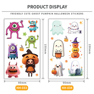 Lindas pegatinas de tatuajes temporales de Halloween para niños, tatuajes corporales impermeables de fantasmas, calabazas y monstruos para fiestas infantiles - Product Image 4