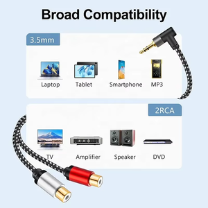 <span class=keywords><strong>Cable</strong></span> Adaptador Divisor Estéreo de Audio con Conector Estéreo Macho de 3.5 mm en Ángulo Recto <span class=keywords><strong>a</strong></span> Doble <span class=keywords><strong>RCA</strong></span> Hembra con Cubierta de PVC Coaxial - Product Image 6