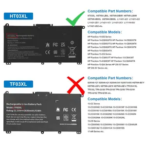 Batterie d'ordinateur portable HT03XL d'usine OEM pour HP TPN-Q207/TPN-Q208/TPN-Q209/TPN-C135/TPN-C136/TPN-I130/I131