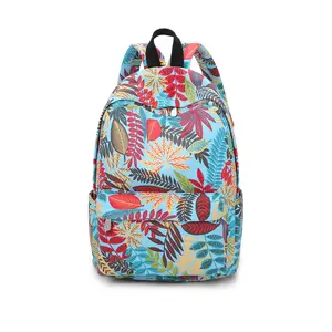 High Quality Custom Backpack Printing Designer Leaves Floral Canvas Laptop Backpack