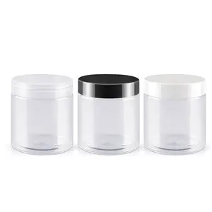 Voedsel Honing Koekjesvoer Kruik Doorzichtig Pet Spice Plastic Wit Zwart Donker Amber Cosmetische Crème Container Met Doppen Voor Haar