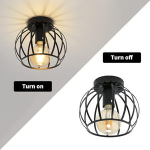 Lampada a Sospensione Industriale Moderna Nera Semi-Incasso in <span class=keywords><strong>Metallo</strong></span> Stile Watermelon E27 per Illuminazione Casa Soggiorno Camera da Letto - Product Image 5