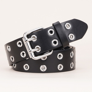 Cinturón de cuero estilo punk para <span class=keywords><strong>mujer</strong></span> con hebilla de doble punta, ojales metálicos de cobre, cinturón de cintura de alta calidad, estilo vintage para jeans - Product Image 1
