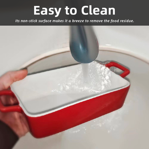 5x10 inch gốm <span class=keywords><strong>Baking</strong></span> Pan Set không độc hại hình chữ nhật Bánh món ăn cho lò vi sóng & Tủ đông Red dual-tone bakeware - Product Image 4