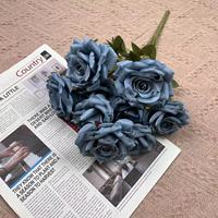 9 Tête Rose Rose Rose Bouquet De Fleurs En Soie Fleur Artificielle Pour La Décoration De La Maison De Mariage