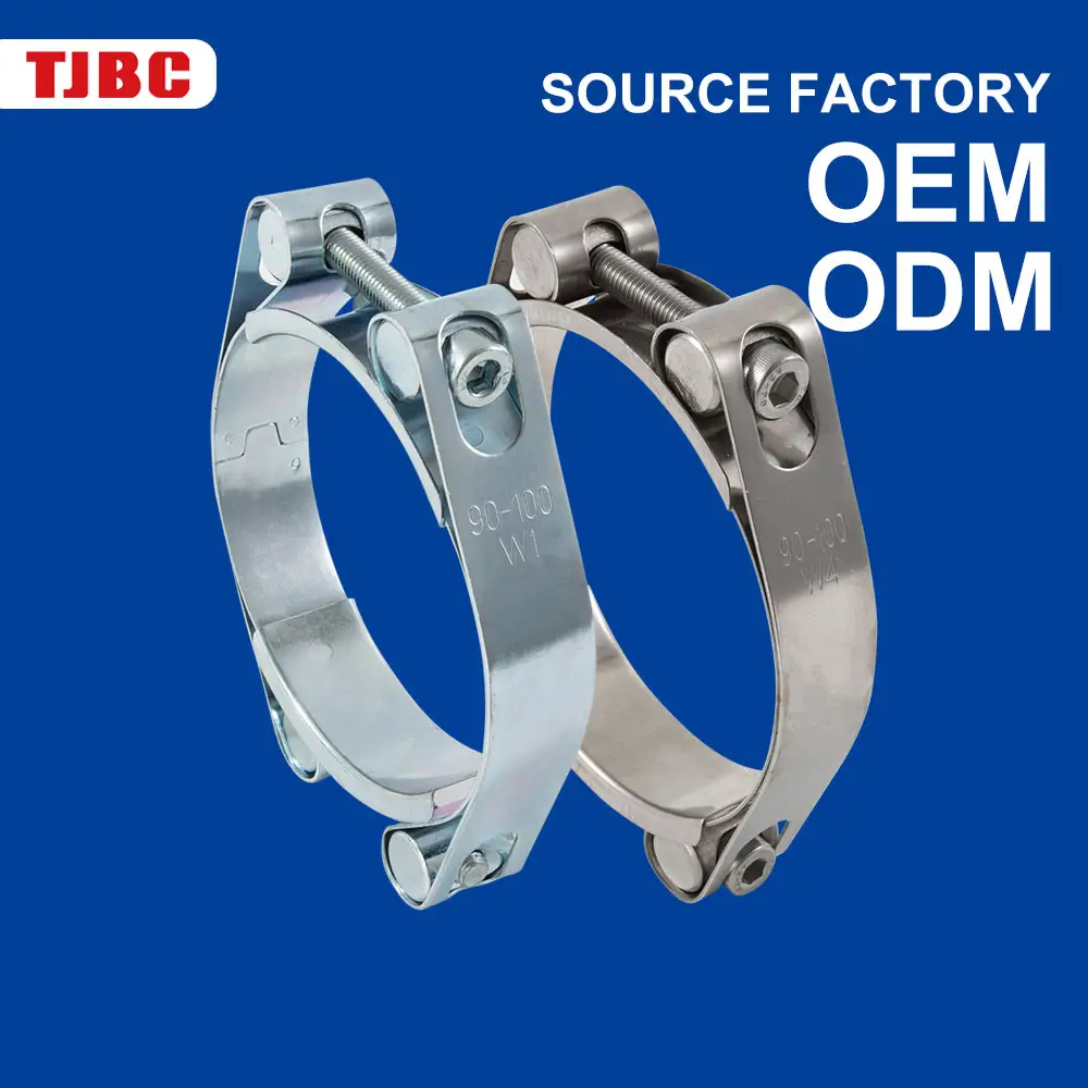 High quality stainless steel heavy duty double bolt high pressure hose clamps with factory price