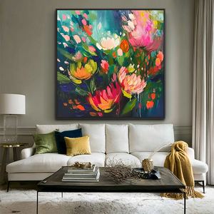 Decoración de Pared de Arte Bohemio Moderno, Arte Floral 3D <span class=keywords><strong>para</strong></span> el Hogar, Hotel u Oficina, Pinturas de Flores Pintadas a Mano sobre <span class=keywords><strong>Lienzo</strong></span> - Product Image 3