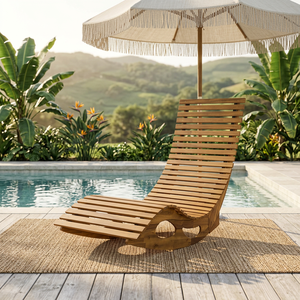 Best Seller <b>Rocking</b> <b>Sun</b> <b>Lounger</b> Solid Acacia Wood Modern Luxury Environmental Material Outdoor Villa Park Garden Furniture - Product Image 3