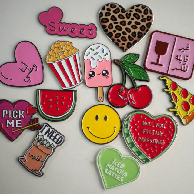 2026 New Food and Heart Theme Soft Enamel Phone Stickers Custom Engraved Arabic Quotes | Factory Ready Stock Phone Decoration