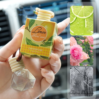 Mini diffuseur de voiture suspendu en verre moderne, motif fruits, emballage carton de lait, bouchon en bois naturel, désodorisant longue durée, pendentif