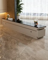 Ensemble Table Basse et Meuble TV Blanc Minimaliste Moderne de Luxe avec Éclairage LED, Vente en Gros Usine