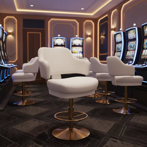 Chaises de casino en cuir véritable, design moderne, réglables et pivotantes, avec structure métallique durable, confortables pour la salle à manger et l'appartement - Product Image 1