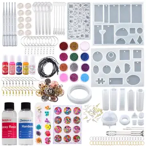 Transparent DIY Epoxy Resin Casting Molds Kit Silicone Mold With Epoxy Glue For Earring Keychain Jewelry