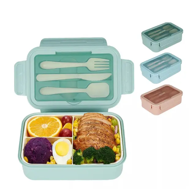 Hotsale 3 scomparti adatto al microonde Kid School PP5 Lunch Box con forchetta e stoviglie