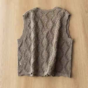 Chaleco de punto calado sin mangas con cuello en V para mujer Dalang, top de ganchillo suelto con botonadura sencilla, cárdigan fino transpirable de verano - Product Image 4