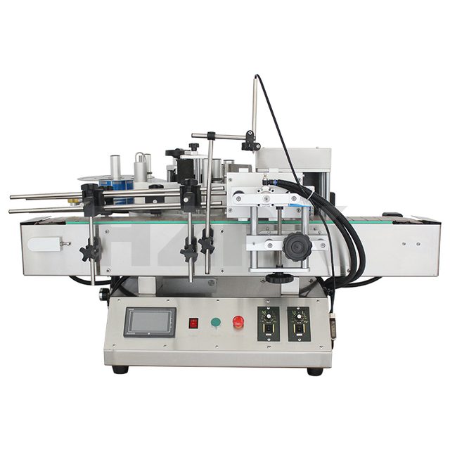 HZPK TRLM-120B Tabletop  Round Bottle Jars Cans Transparent Adhesive Sticker Labeling Machine