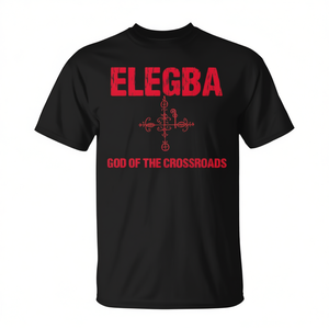 Camiseta Elegba Dios de las Cruces, diseño de símbolo espiritual con estampado negro y rojo, unisex, cuello redondo, manga corta, regalo para adultos, iglesia - Product Image 2