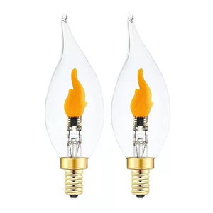 مصابيح <span class=keywords><strong>LED</strong></span> جديدة بتأثير اللهب المتذبذب، زجاج شفاف، قاعدة E12، إضاءة شموع بتأثير النار لتزيين أعياد الميلاد والهالوين والعطلات - Product Image 1