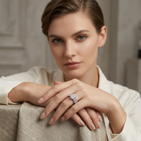 Bague en argent S925 avec moissanite ovale marquise et pierre d'accentuation, bande pavée alternée, pour banquet, déclaration de style, accessoire d'anniversaire