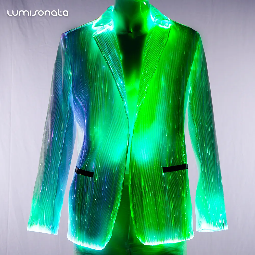 Yeni sıcak led ışıkları fantezi kostümleri moda erkek takım elbise