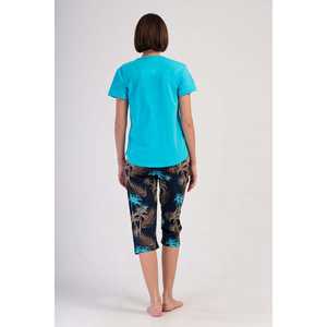 Conjunto de Dos Piezas para Mujer, Estilo Informal, Cuello Redondo, Tejido de Lino y Algodón, Manga Larga, Pantalones Capri, Estampado Ovalado Sólido, Talla XL, para Otoño - Product Image 1