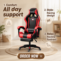 Chaise de jeu pour ordinateur, luxe, grande taille, ergonomique, rembourrée en éponge, avec revêtement en cuir, base en acier, accoudoirs pour le bureau et l'usage quotidien