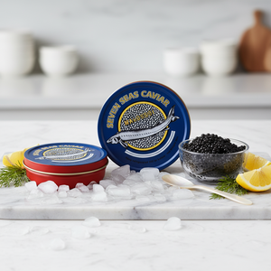 Boîte ronde en métal personnalisée de qualité alimentaire pour bonbons et <span class=keywords><strong>caviar</strong></span>, boîte sous vide, impression offset, emballage haut de gamme, conteneur cadeau en fer blanc OEM - Product Image 1