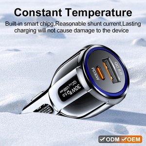 Siêu mỏng 60W QC 5.0 4.0 sạc xe hơi PD 30W DC 12V LED 2 cách xe Thuốc lá nhẹ hơn ổ cắm Splitter kép <span class=keywords><strong>USB</strong></span> Sạc Adapter - Product Image 4