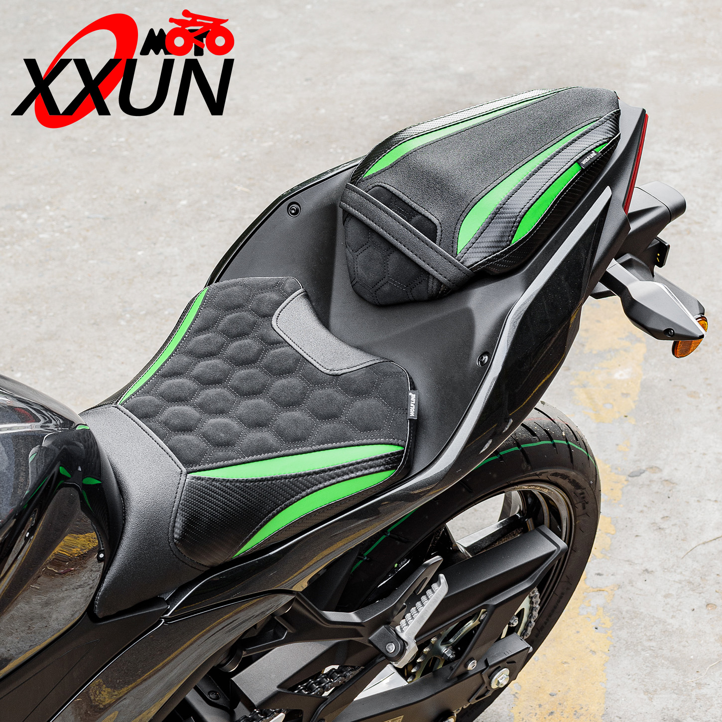 XXUN Motorcycle Leather Rider Saddle for Kawasaki Ninja 500/Z500