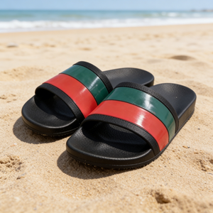 Sandales plates rayées de luxe sur mesure pour femmes 2026, chaussons d'extérieur haut de gamme, claquettes de mode en gros - Product Image 1