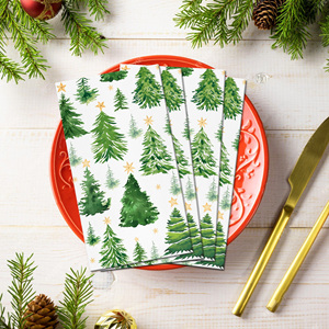 Huancai Noël invité serviettes arbre vert jetable <span class=keywords><strong>papier</strong></span> dîner <span class=keywords><strong>serviette</strong></span> salle de bain essuie-mains pour noël hiver fête fournitures - Product Image 5