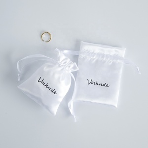 White Shiny Custom <b>Small</b> Gift <b>Draw</b> String Bag Pouch Pink Large Dust Silk Satin Pouch for Jewelry Hair Packaging Wine - Product Image 2