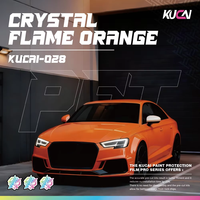 Film de protection de peinture (PPF) PET coloré, brillant, de qualité supérieure, Orange CrystalFlame, pour voiture, autocollant adhésif pour changement de couleur de véhicule
