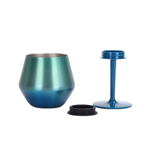 Verre à vin sans pied élégant en acier inoxydable de 14 oz - Gobelet à champagne moderne, logo personnalisé disponible - Product Image 4